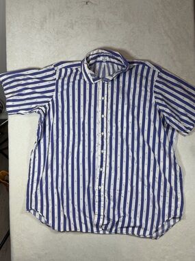 Maus & Hoffman XXL Cotton Striped Blue Nautical Anchor Print Short-Sleeve Shirt
